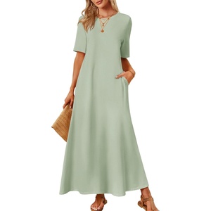 MEROKEETY Womens Summer Casual Short Sleeve Maxi Long Tshirt Dress 2026(Sage)