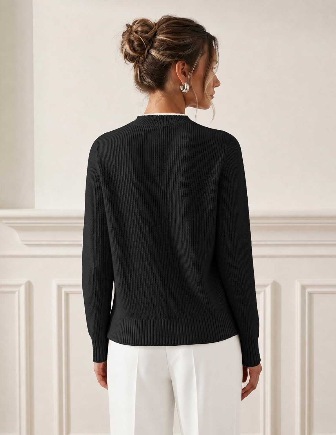 image:imageMEROKEETY Womens Fall 2026 Long Sleeve Cardigan Tie Front Knit SweatersBlack