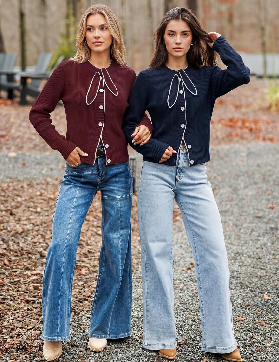 image:imageMEROKEETY Womens Fall 2026 Long Sleeve Cardigan Tie Front Knit SweatersWine