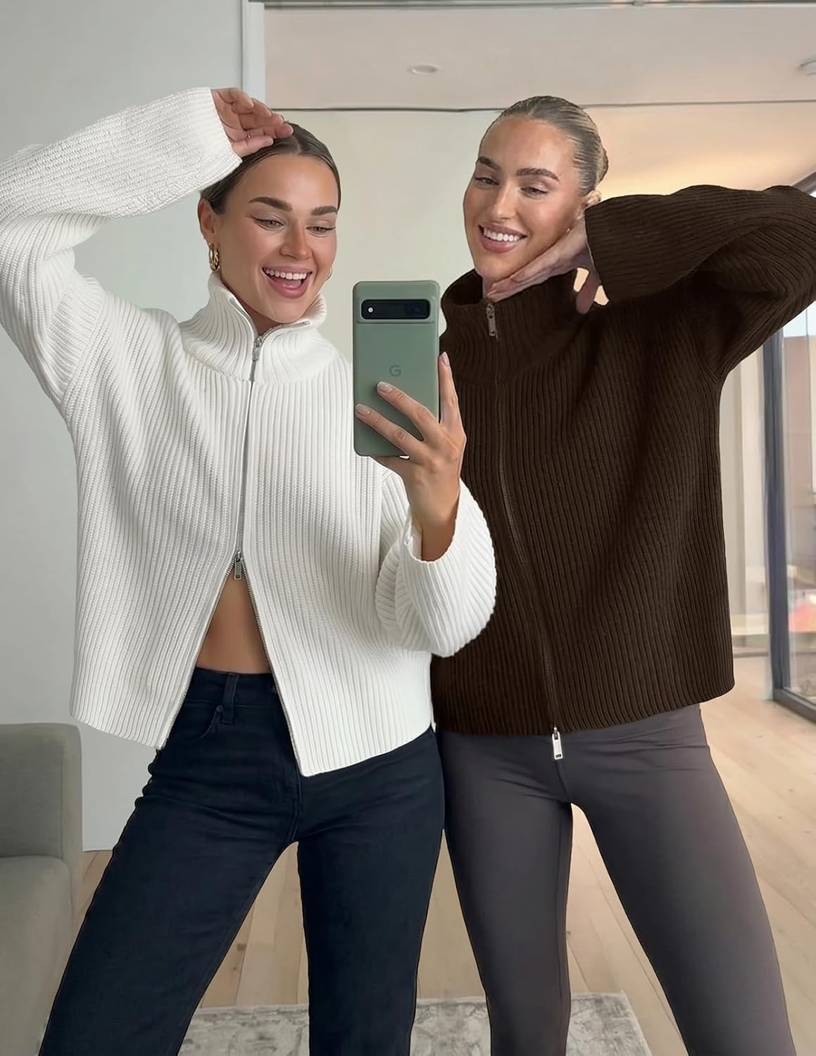 image:imageMEROKEETY Womens Fall Cardigan Sweaters for Women Long Sleeve Chunky JacketWhite