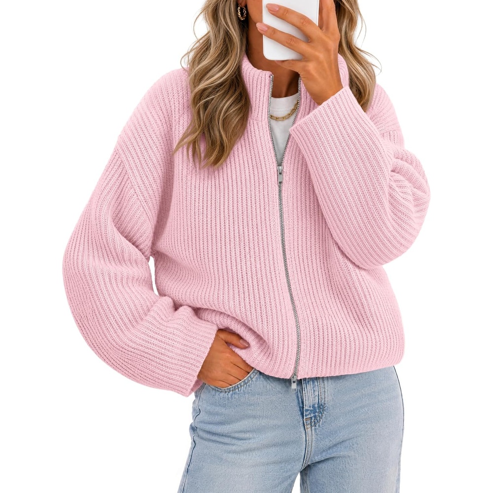 image:imageMEROKEETY Womens Fall Cardigan Sweaters for Women Long Sleeve Chunky JacketPink