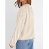MEROKEETY Striped Cardigan Sweaters for Women Trendy Button Fall Sweater(Beige)