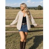 MEROKEETY Striped Cardigan Sweaters for Women Trendy Button Fall Sweater(Beige)
