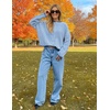 MEROKEETY Striped Cardigan Sweaters for Women Trendy Button Fall Sweater(Blue)