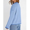 MEROKEETY Striped Cardigan Sweaters for Women Trendy Button Fall Sweater(Blue)