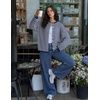 MEROKEETY Striped Cardigan Sweaters for Women Trendy Button Fall Sweater(Navy)