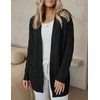 MEROKEETY Women’s Cable Knit Open Front Cardigan Sweaters Fall Outerwear(Black)