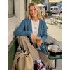 MEROKEETY Women’s Cable Knit Open Front Cardigan Sweaters Fall Outerwear(Blue)