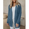 MEROKEETY Women’s Cable Knit Open Front Cardigan Sweaters Fall Outerwear(Blue)