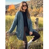 MEROKEETY Women’s Cable Knit Open Front Cardigan Sweaters Fall Outerwear(Blue)