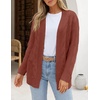 MEROKEETY Women’s Cable Knit Open Front Cardigan Sweaters Fall Outerwear(Brick Red)