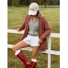 MEROKEETY Women’s Cable Knit Open Front Cardigan Sweaters Fall Outerwear(Brick Red)