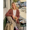 MEROKEETY Women’s Cable Knit Open Front Cardigan Sweaters Fall Outerwear(Brick Red)