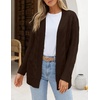 MEROKEETY Women’s Cable Knit Open Front Cardigan Sweaters Fall Outerwear(Coffee)