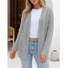 MEROKEETY Women’s Cable Knit Open Front Cardigan Sweaters Fall Outerwear(Light Grey)