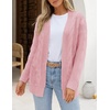 MEROKEETY Women’s Cable Knit Open Front Cardigan Sweaters Fall Outerwear(Pink)