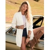 MEROKEETY Women’s Cable Knit Open Front Cardigan Sweaters Fall Outerwear(White)