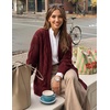 MEROKEETY Women’s Cable Knit Open Front Cardigan Sweaters Fall Outerwear(Wine)