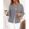 MEROKEETY Womens Fall Cardigan Sweaters for Women Long Sleeve Chunky Jacket(Grey)