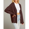 MEROKEETY Women’s Fall Trendy Oversized V Neck Cardigan Sweaters(Coffee)