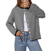 MEROKEETY Striped Cardigan Sweaters for Women Trendy Button Fall Sweater(Black)