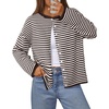 MEROKEETY Striped Cardigan Sweaters for Women Trendy Button Fall Sweater(Coffee)