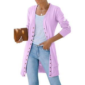 MEROKEETY Women’s 2026 Fall Lightweight Button Up Long Cardigan Sweater(Purple)