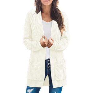 MEROKEETY Women’s Cable Knit Open Front Cardigan Sweaters Fall Outerwear(Cream)