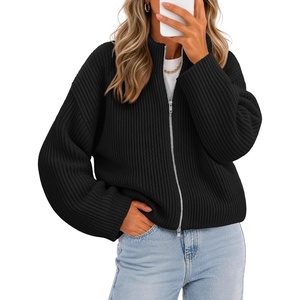 MEROKEETY Womens Fall Cardigan Sweaters for Women Long Sleeve Chunky Jacket(Black)