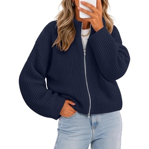 MEROKEETY Womens Fall Cardigan Sweaters for Women Long Sleeve Chunky Jacket(Navy)