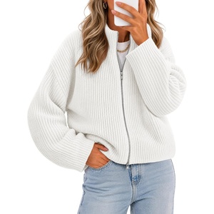 MEROKEETY Womens Fall Cardigan Sweaters for Women Long Sleeve Chunky Jacket(White)