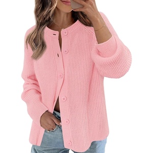 MEROKEETY Women’s Fall Long Sleeve Button Up Cardigan Sweater(Light Pink)