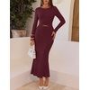 MEROKEETY Women’s Fall Long Sleeve Bodycon Wear to Work Sweater Dress 2026(Burgundy)