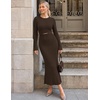 MEROKEETY Women’s Fall Long Sleeve Bodycon Wear to Work Sweater Dress 2026(Coffee)