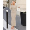 MEROKEETY Women’s Fall Long Sleeve Bodycon Wear to Work Sweater Dress 2026(Oatmeal)