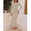 MEROKEETY Women’s Fall Long Sleeve Bodycon Wear to Work Sweater Dress 2026(Oatmeal)