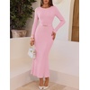 MEROKEETY Women’s Fall Long Sleeve Bodycon Wear to Work Sweater Dress 2026(Pink)