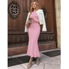 MEROKEETY Women’s Fall Long Sleeve Bodycon Wear to Work Sweater Dress 2026(Pink)