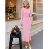 MEROKEETY Women’s Fall Long Sleeve Bodycon Wear to Work Sweater Dress 2026(Pink)