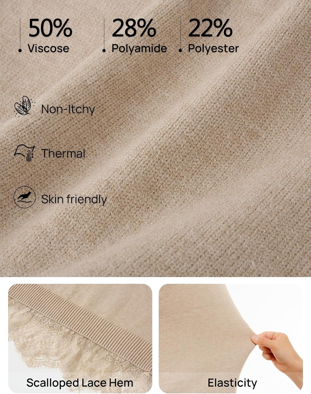 image:imageMEROKEETY Womens Fall Long Sleeve Lace Oversized Casual Knit Sweater DressOatmeal
