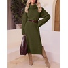 MEROKEETY Womens Fall Casual Turtleneck Oversized Chunky Knit Sweater Dress(Army)