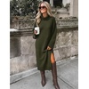 MEROKEETY Womens Fall Casual Turtleneck Oversized Chunky Knit Sweater Dress(Army)