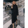 MEROKEETY Womens Fall Casual Turtleneck Oversized Chunky Knit Sweater Dress(Black)
