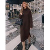 MEROKEETY Womens Fall Casual Turtleneck Oversized Chunky Knit Sweater Dress(Coffee)