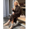 MEROKEETY Womens Fall Casual Turtleneck Oversized Chunky Knit Sweater Dress(Coffee)