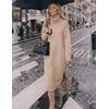 MEROKEETY Womens Fall Casual Turtleneck Oversized Chunky Knit Sweater Dress(Khaki)