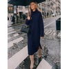 MEROKEETY Womens Fall Casual Turtleneck Oversized Chunky Knit Sweater Dress(Navy)