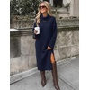 MEROKEETY Womens Fall Casual Turtleneck Oversized Chunky Knit Sweater Dress(Navy)