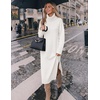 MEROKEETY Womens Fall Casual Turtleneck Oversized Chunky Knit Sweater Dress(White)