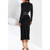 MEROKEETY Women’s Fall Long Sleeve Bodycon Tie Waist Midi Sweater Dress(Black)